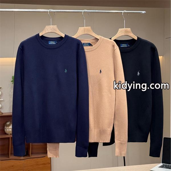 POLO RALPH LAUREN 偽物 秋冬シンプル保温 定番 ネイビー × ベージュ × ブラック 円领 ニットセーター ポロラルフローレン-0