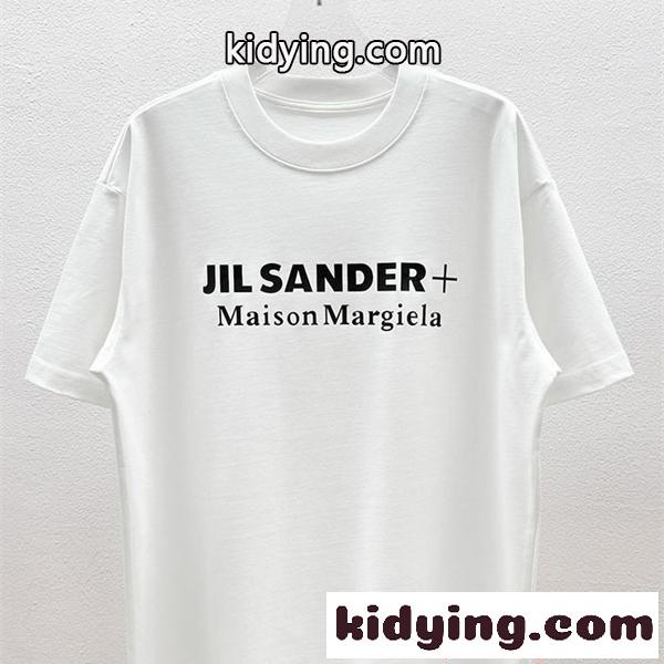 期間限定 ダブルロゴ ジルサンダー Tシャツ ホワイト 半袖 コントラストプリント Maison Margiela*JIL SANDER コピー-0