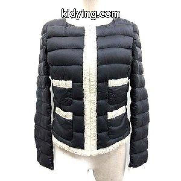 モンクレール MONCLER ダウンジャケット ノーカラー FLAVIENNE 紺 白 /TU レディース 通販 ショッピング-0