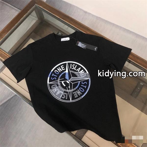 ストーンアイランド コピー Tシャツ ブラック グラフィックプリント 赤白デザイン メンズ ファッションSTONE ISLANDスーパーコピーブランド激安通販 専門店-0