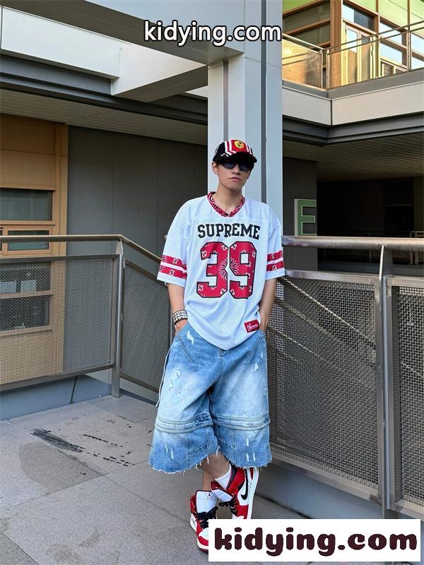 SUPREME 半袖Tシャツ シュプリーム コピー メッシュ素材 プリント 通気性 軽量 ダンス衣装風-2