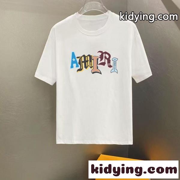 AMIRI アミリ 2026新作 ロゴプリント 半袖Tシャツ コットン クルーネック オーバーサイズ カジュアル 人気-0