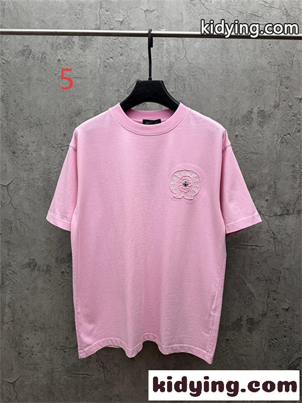 クリームベージュ 半袖Tシャツ Chrome Hearts クロムハーツ コピー 胸元グリーンサークルロゴ クルーネック ワンポイントデザイン-9