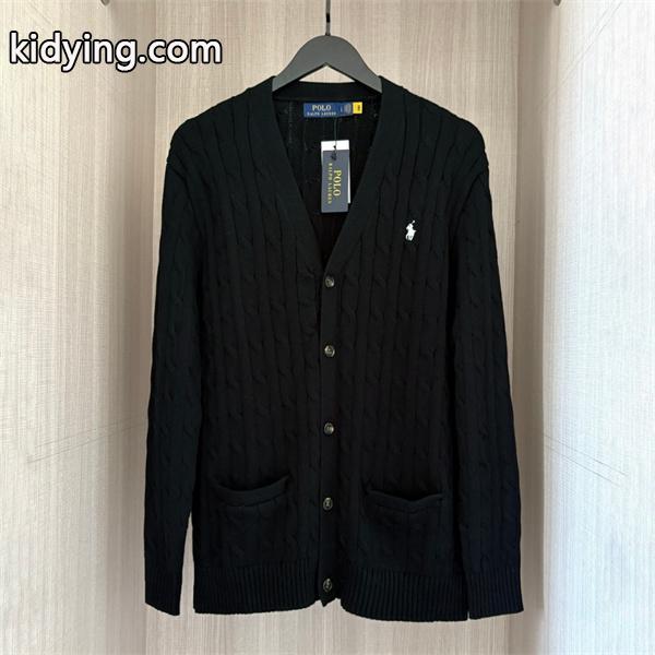 POLO RALPH LAUREN コピー 秋冬復古多彩 高品質 グレー × ホワイト 6 色 麻花纹 V 领 カーディガン ポロラルフローレン-2