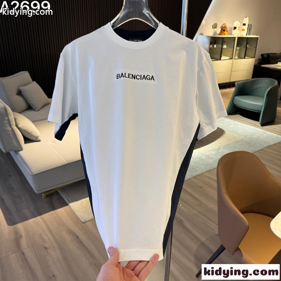 バレンシアガ コピー 半袖 Tシャツ BALENCIAGA フロントロゴ バックロゴプリント バイカラーデザイン ゆったりシルエット 高級感 メンズ-0