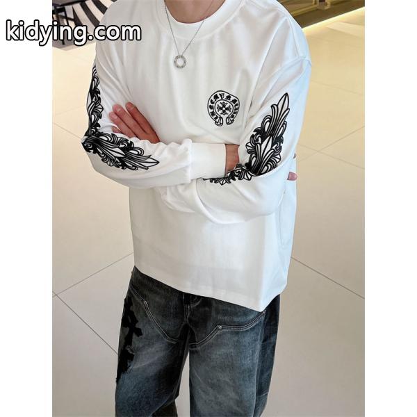 定番人気 ブラック ホースシュー Chrome Hearts クロムハーツ ロゴスリーブ コピー トレーナー 高品質-1