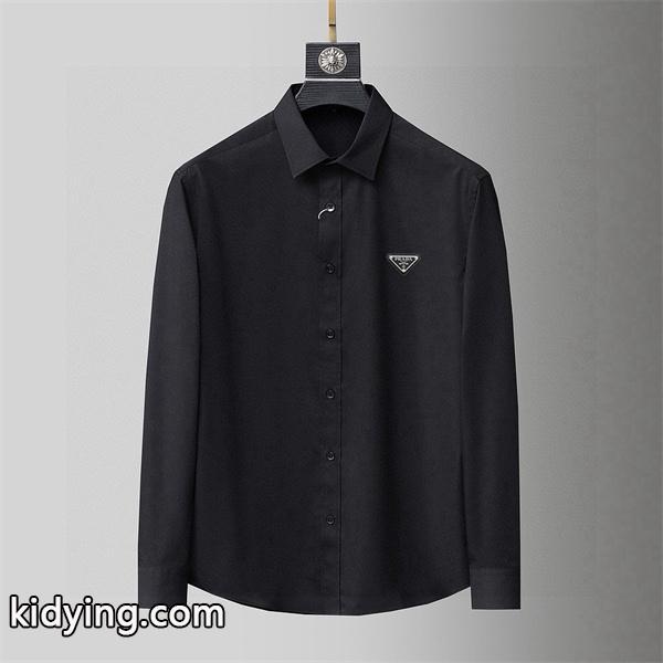 洗練 定番 PRADA プラダ コピー 上質感 ミニマル ロングスリーブ シャツ-2