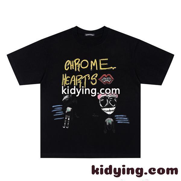 Chrome Hearts コピー 落書きプリント 半袖Tシャツ ホワイト グラクソ クルーネック クロムハーツ-4