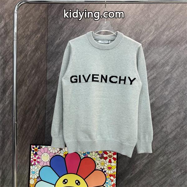ライトグレー GIVENCHY コピー 秋冬柔らかで上品な 人気 ブラックロゴ 円领 ニット ジバンシー-0