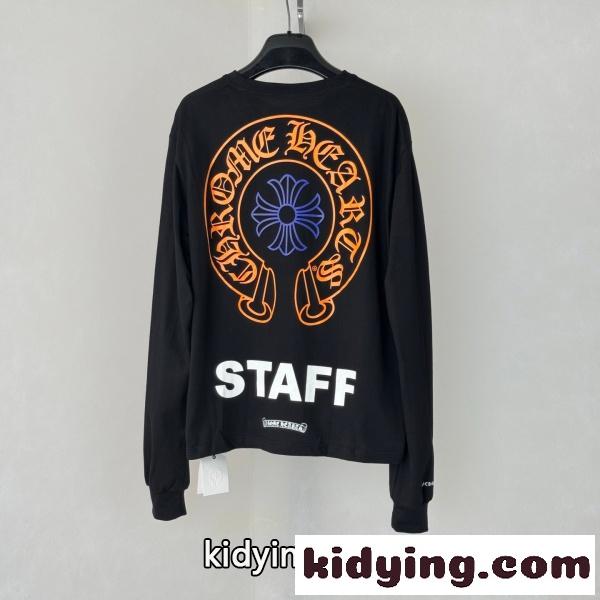 2026新作 Chrome Hearts N級品 クロムハーツ ロングTシャツ STAFFロゴ バックホースシュー プリント 長袖Tシャツ コットン 人気アイテム-1
