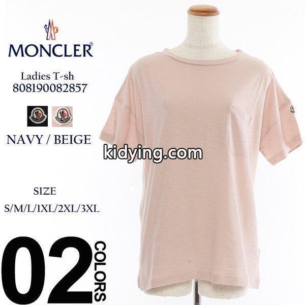 モンクレール MONCLER Ｔシャツ 半袖 ロゴワッペン 胸ポケット クルーネック ピンクベージュ レディース MCL808190082857 ブランド :2090205057:ゼンオンライン - 通販ショッピング-0