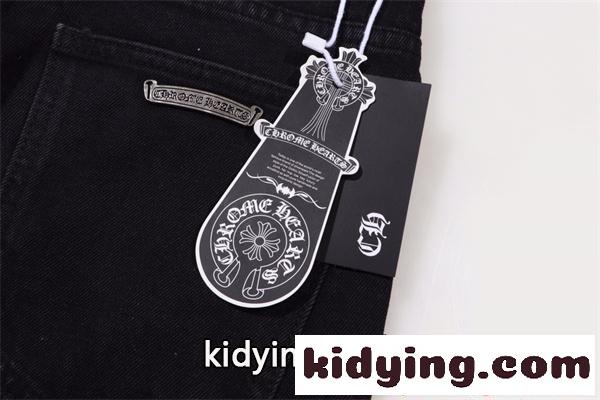 ブラック デニム パンツ クロムハーツ 偽物 CHROME HEARTS 個性派ストリート ダメージ風加工 高存在感-5