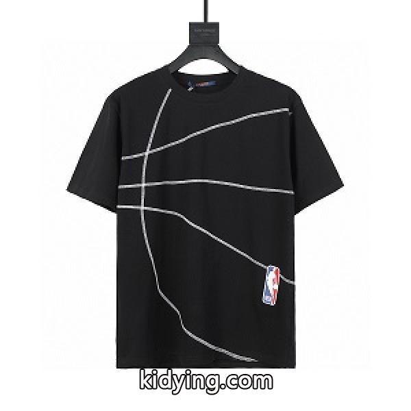 激安 Louis Vuitton x NBAlogo丸首ネックTシャツスーパーコピー 気持ちいい真夏日にぴったり三色可選-0