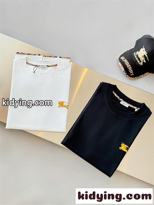 激安 メンズ バーバリー コピー BURBERRY 半袖Tシャツ クルーネック チェック切替 ロゴ刺繍 コットン素材 英倫風 カジュアル 夏-2