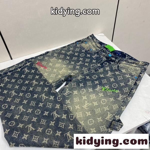 2026新作 LOUIS VUITTON 激安 ルイヴィトン デニムパンツ ストレートパンツ モノグラム ジーンズ 刺繍 ロングパンツ メンズ-1