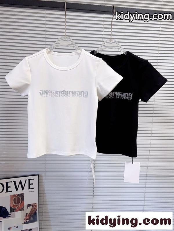 Alexander wang 半袖Tシャツ ロゴプリント アレキサンダーワン コピー スリムフィット ストリート 夏定番-2