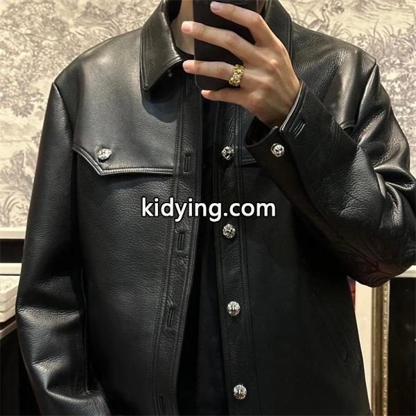 2025秋冬限定 ブラック Chrome Hearts クロムハーツ スカルボタンデザイン スーパーコピー レザージャケット-0