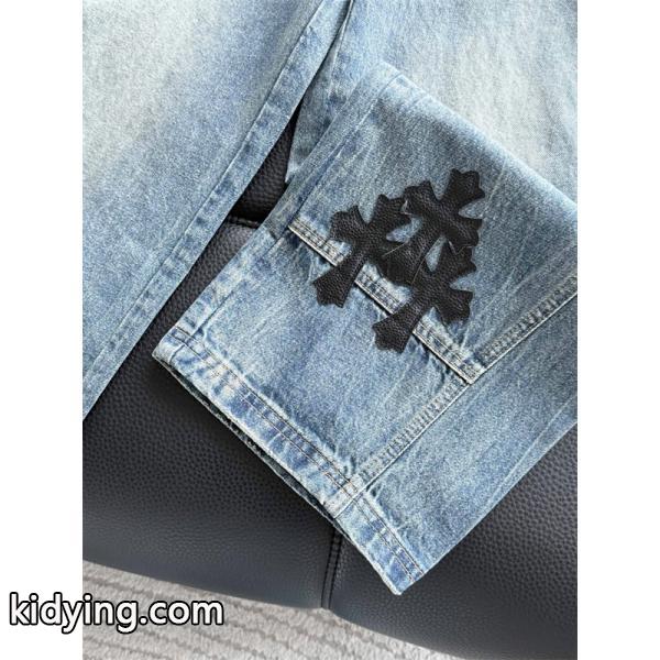 Chrome Hearts クロムハーツ 新作 グレー クロス刺繍デザイン コピー デニムパンツ 洗練-6