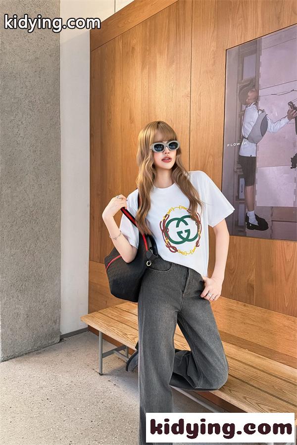 ロゴプリントTシャツ チェーンデザイン 大人気 GUCCI グッチ コピー Tシャツ カジュアルストリート 2026新作-4