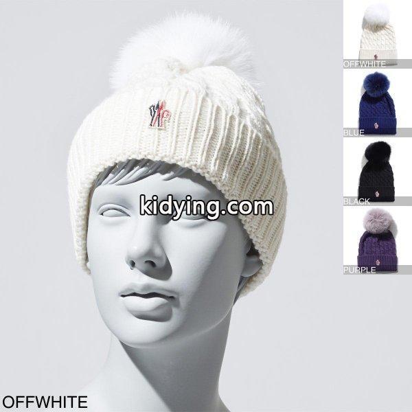 モンクレール MONCLER ニットキャップ レディース プレゼント ギフト ウール 防寒 ファー 0022810-0402a-34 グルノーブル :0022810-0402a:モダンブルーYahoo!店 - 通販ショッピング-0