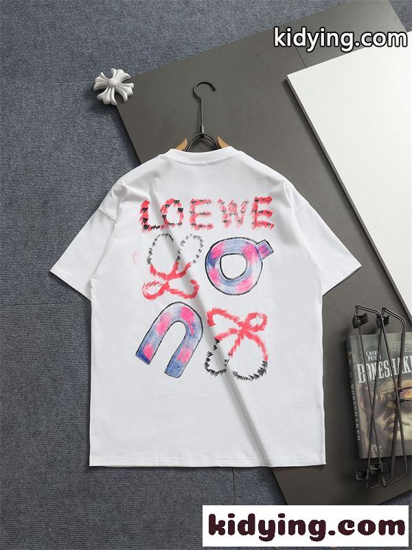 LOEWE ロエベ コピー 限定注目 ブラック プリント 個性派 カジュアル 半袖Tシャツ-2