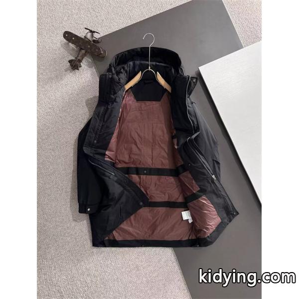 ブラック MONCLER ロング ダウン 連帽 ロゴ 秋冬長期着用 モンクレール 高品質 偽物コート レディース-8