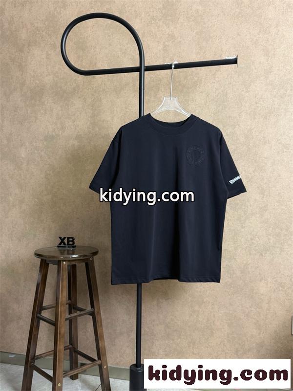 Tシャツ クロムハーツ コピー 半袖 無地 胸元刺繍 袖ロゴ ベーシック Chrome Hearts ブラック ホワイト グレン-3