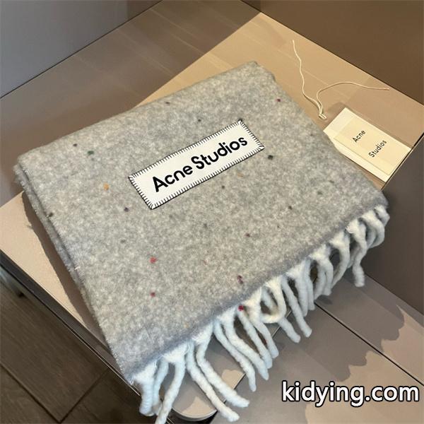 ACNE STUDIOS アクネ ストゥディオズ コピー 秋冬 保温 ライトグレー ロゴ マフラー 高級感-7