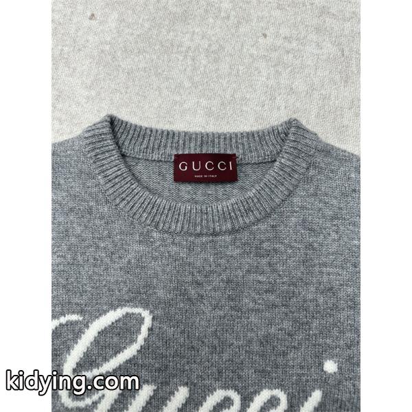 白ロゴ刺繍 グレー グッチ GUCCI スーパーコピーセーター ユニセックス クラシック 2025秋冬必須-3