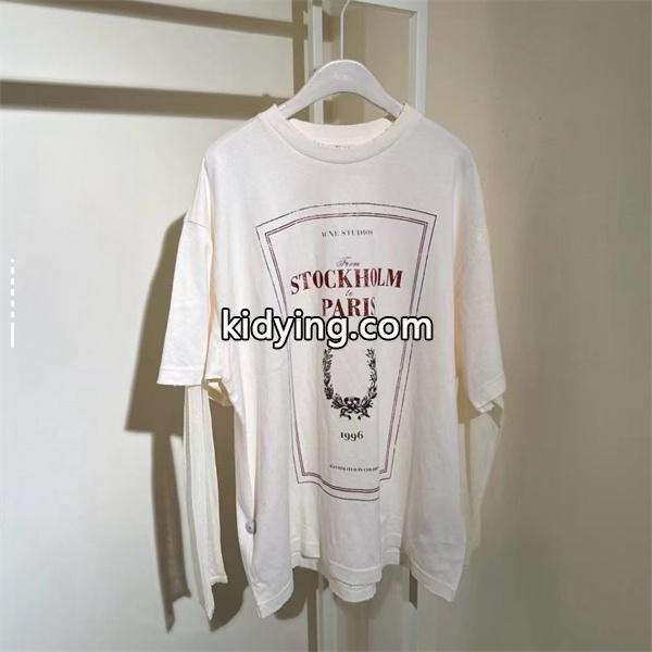 ACNE STUDIOS アクネ ストゥディオズ コピー 雰囲気 ホワイト グラフィック ロングTシャツ こなれ感-0
