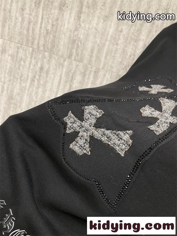 CHROME HEARTS 人気 ブラック クロムハーツ コピー ワンポイント ホワイト 半袖 Tシャツ シンプル-6