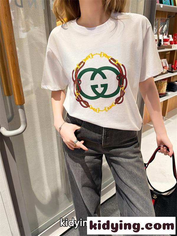 ロゴプリントTシャツ チェーンデザイン 大人気 GUCCI グッチ コピー Tシャツ カジュアルストリート 2026新作-7