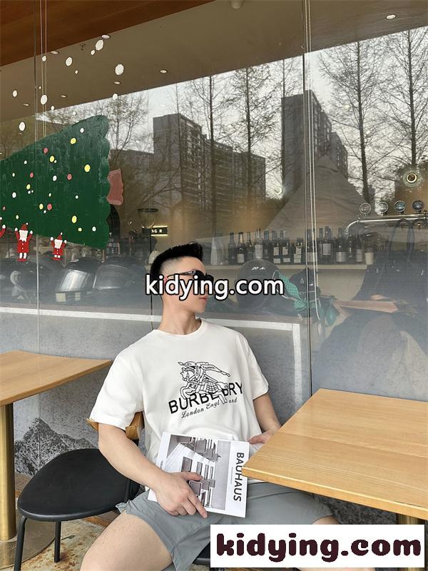 BURBERRY バーバリー コピー 新着人気 半袖Tシャツ プリント 通気素材 カジュアルウェア-5
