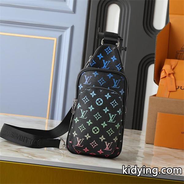Louis Vuitton 2025秋冬 ブラック カラフルロゴ スリングバッグ ルイヴィトン 偽物 ショルダーバッグ-0