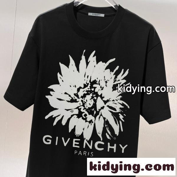 GIVENCHY（ジバンシー）コピー 2026新作 フラワープリント ビッグロゴTシャツ 半袖カットソー ストリートモード-4