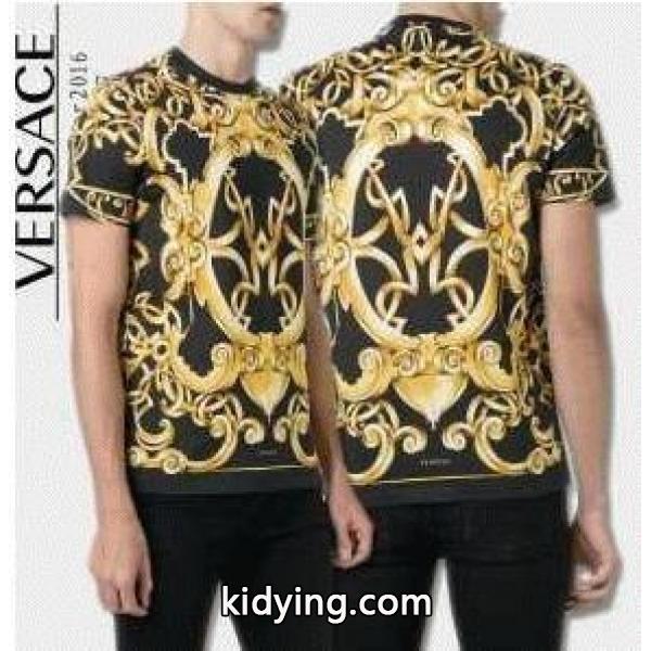 超激得大人気なVERSACE ヴェルサーチ シャツ メンズ クルーネックTシャツ 花模様 ネイビーとブラック 2色選択_ヴェルサーチ VERSACE_ブランド コピー 激安(日本最大級)-1
