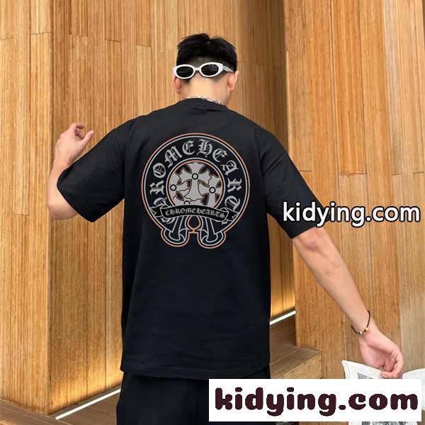 話題 ブラック レッド ストリート トレンド注目 半袖Tシャツ CHROME HEARTS クロムハーツ コピー-0