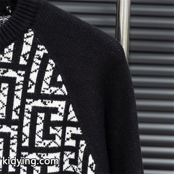ブラック × ホワイト ジオメトリックロゴ ニットセーター バルマン BALMAIN コピー 秋冬 注目-3