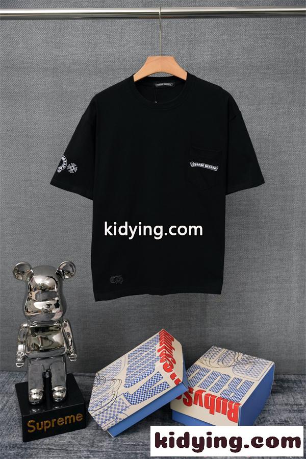 ピンククロス クロムハーツ スーパーコピー 半袖Tシャツ 胸ポケット付き ホワイト ブラック 夏 ストリート Chrome Hearts クロムハーツ-3