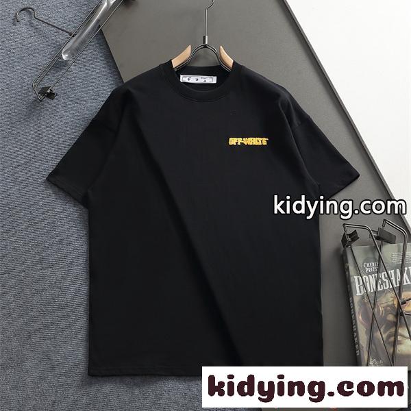 シンプル ミニロゴ刺繍 ブラック 半袖 オフホワイト コピー Tシャツ 高級感 ベーシック Off-White-0