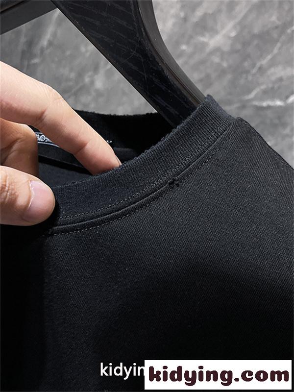ブラック ホワイト 半袖Tシャツ Chrome Hearts クロムハーツ コピー トーンオンサークルロゴ バックグラフィック クルーネック リラックスシルエット-4