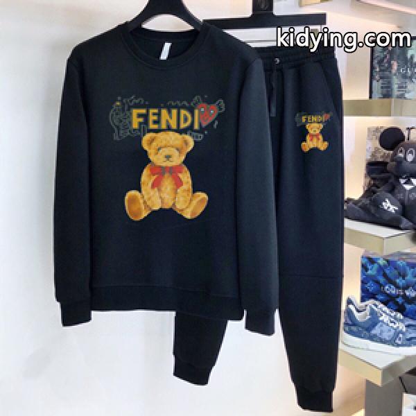 大人可愛い パーカーコーデ Fendiフェンディ コピー上下セット 裏起毛 保温 ややカジュアルな印象を演出-0