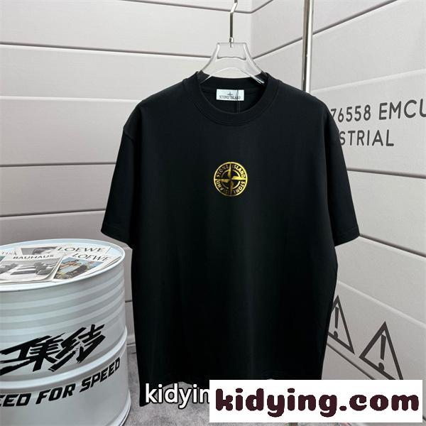 STONE ISLAND ストーンアイランド コピー 爆売れ注目 ブラック シンプル モード 洗練 ストリート 半袖Tシャツ-0