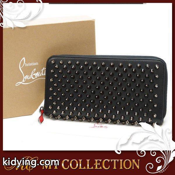 クリスチャンルブタン Christian louboutin 財布 長財布 ラウンドファスナー パネトーネ W PANETTONE WALLET スパイク レザー ブラック ガンメタル金具 レザー :n02141564:マイコレクション ヤフー店 - 通販ショッピング-0