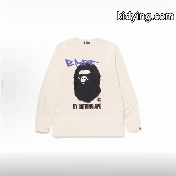 ベージュ グラフィティ 猿人头 長袖 T シャツ ベイプ BAPE コピー 秋冬ストリートトレンディ-7