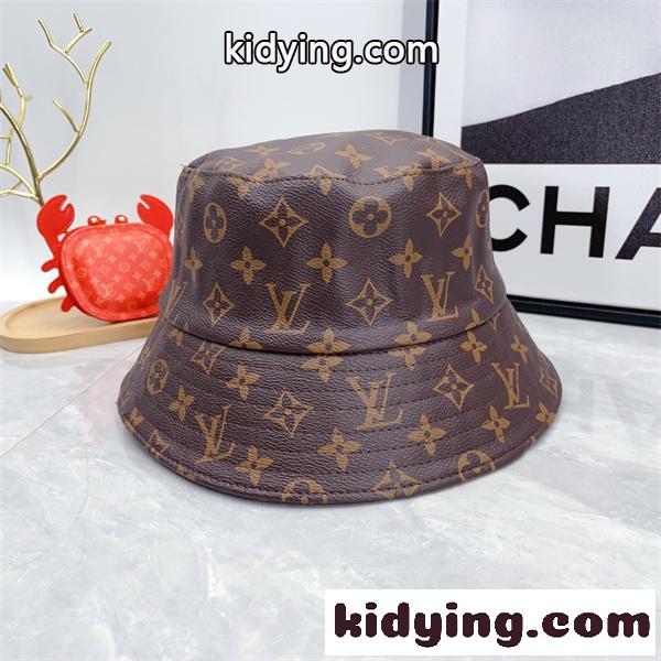 ブラウン バケットハット Louis Vuitton モノグラム総柄 ルイヴィトン コピー ロゴパターン カジュアル帽子 ユニセックス風-5