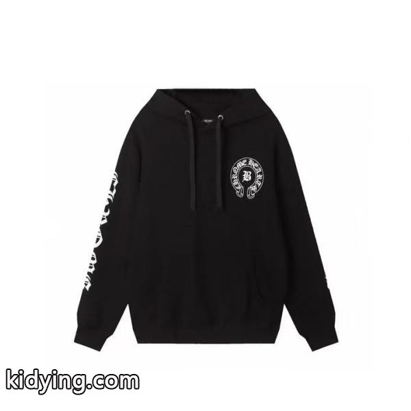 クロムハーツ 偽物 パーカー 定番 クラシック ホースシュー ロゴ ブラックホワイト CHROME HEARTS-2