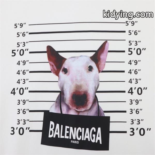バレンシアガ コピー トレーナー 犬プリント ホワイト カジュアル ユニセックス 長袖 スウェット BALENCIAGA-1