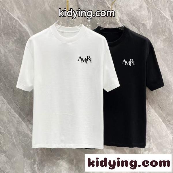 AMIRI アミリ 2026新作 オーバーサイズ 半袖Tシャツ ビッグロゴ バックプリント 重磅コットン 着映え 人気上昇中 男女兼用-0