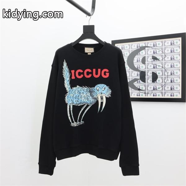 GUCCI コピー 注目の ICCUG アニマルグラフィック スウェット トレーナー ブラック トレンド グッチ-0
